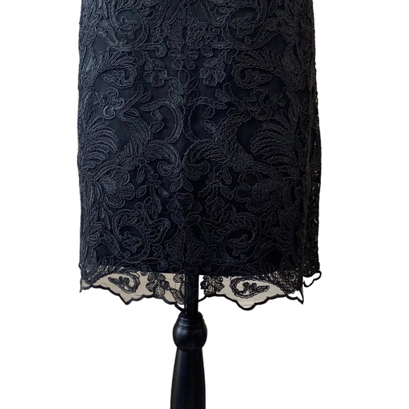 KARL LAGERFELD PARIS BLACK EMBROIDERED COCKTAIL DRESS - Picture 13 of 16